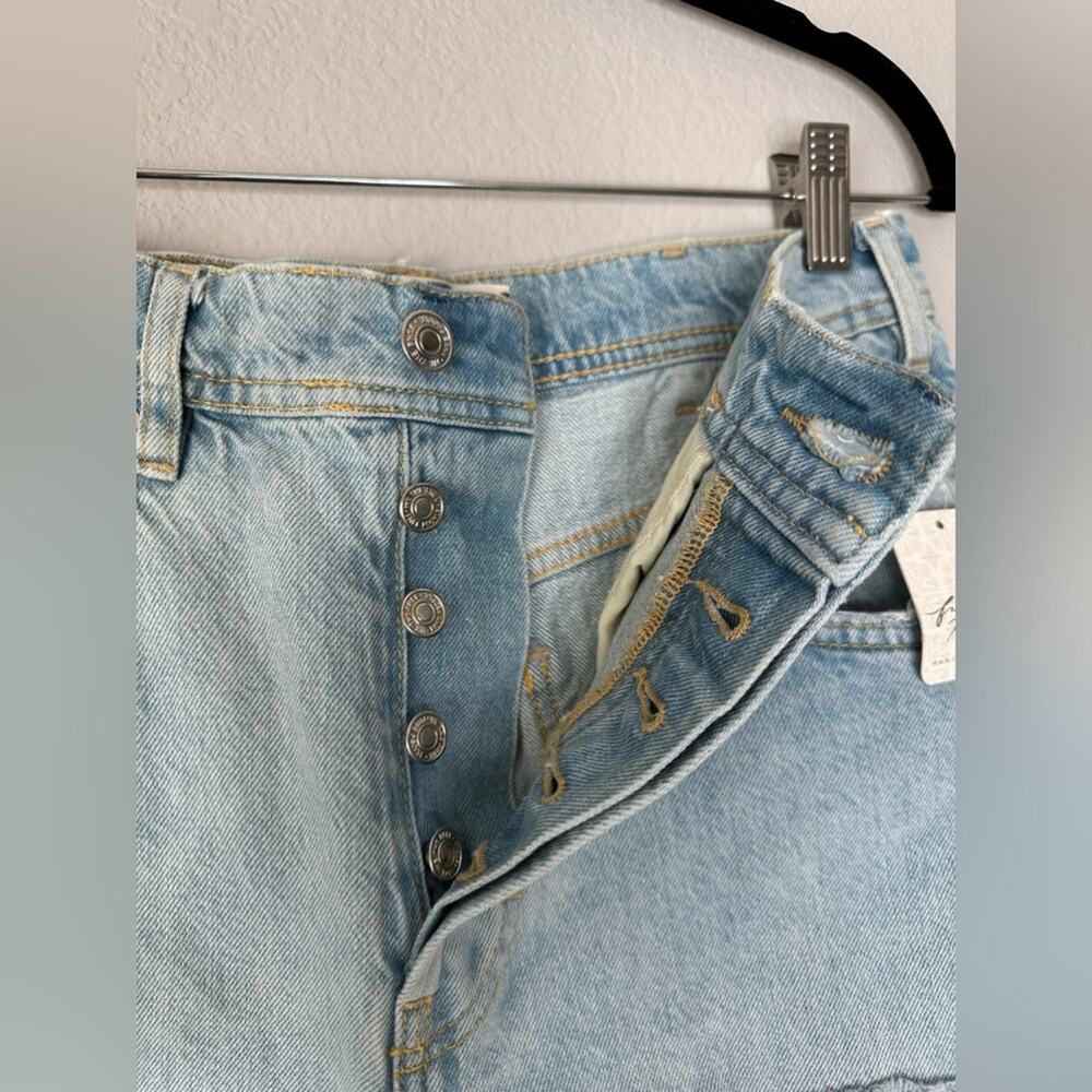 FREE PEOPLE Womens Extreme Wide Leg Light Wash Distressed Denim Jeans Size 25 - Picture 7 of 12